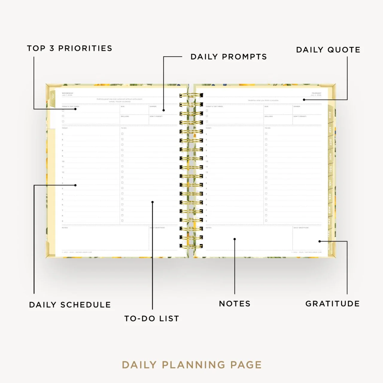 2026-27 Daily Planner: Lemon Floral Sage - Image 2