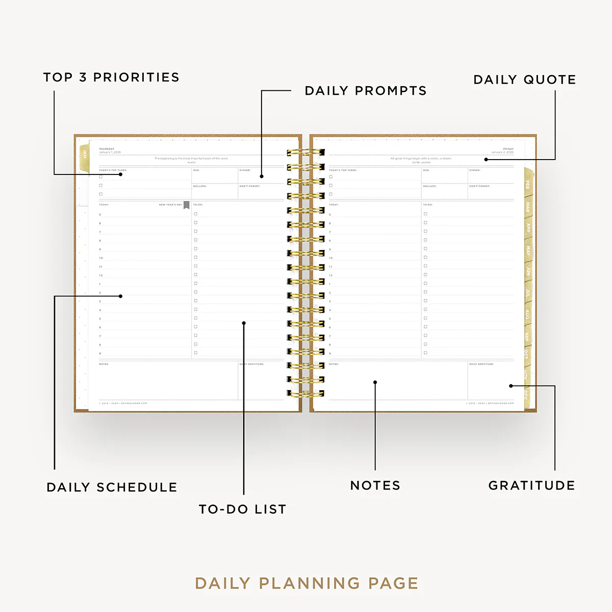 2026 Daily Planner: Caramel Latte Pebble Texture - Image 3