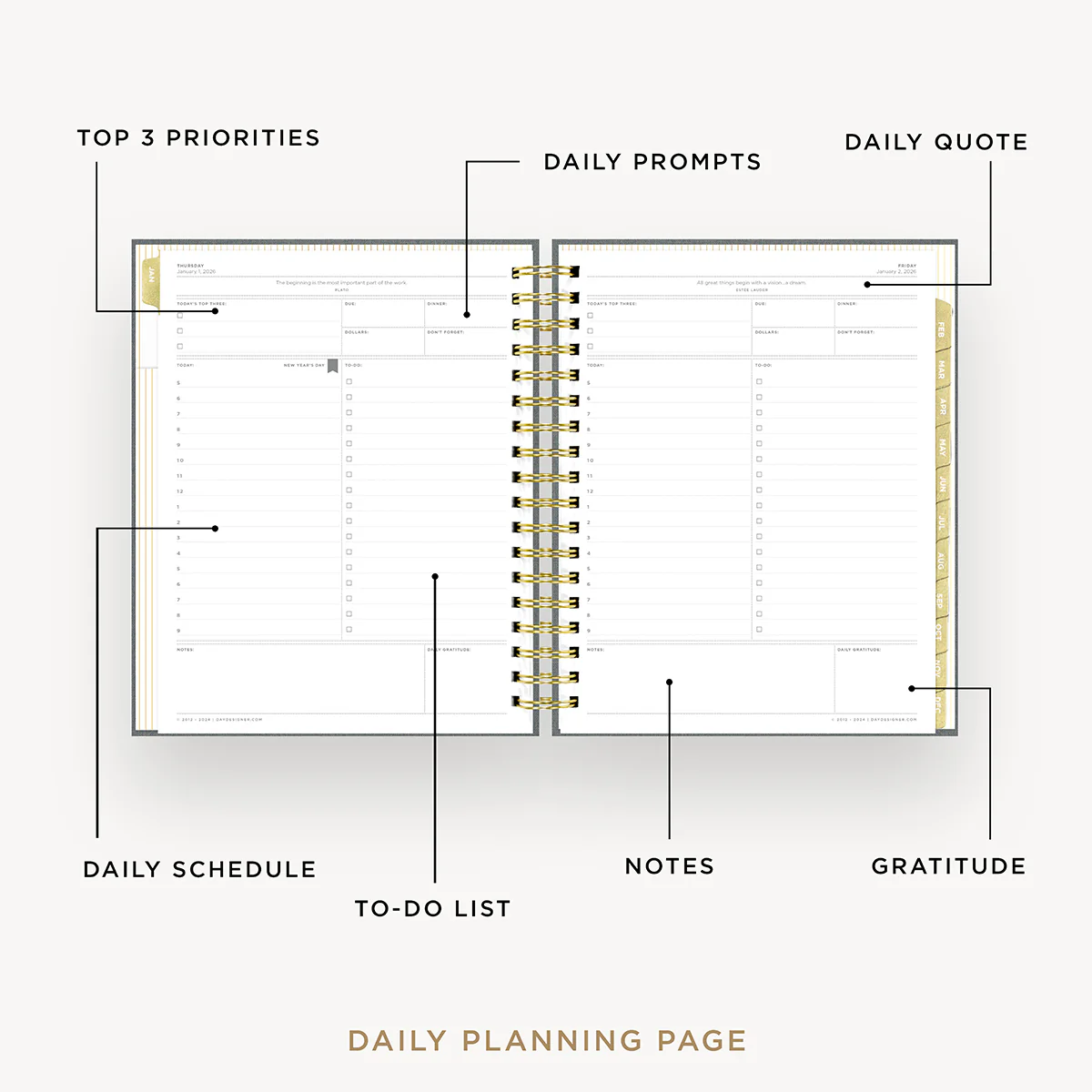 2026 Daily Planner: Charcoal Bookcloth - Image 3
