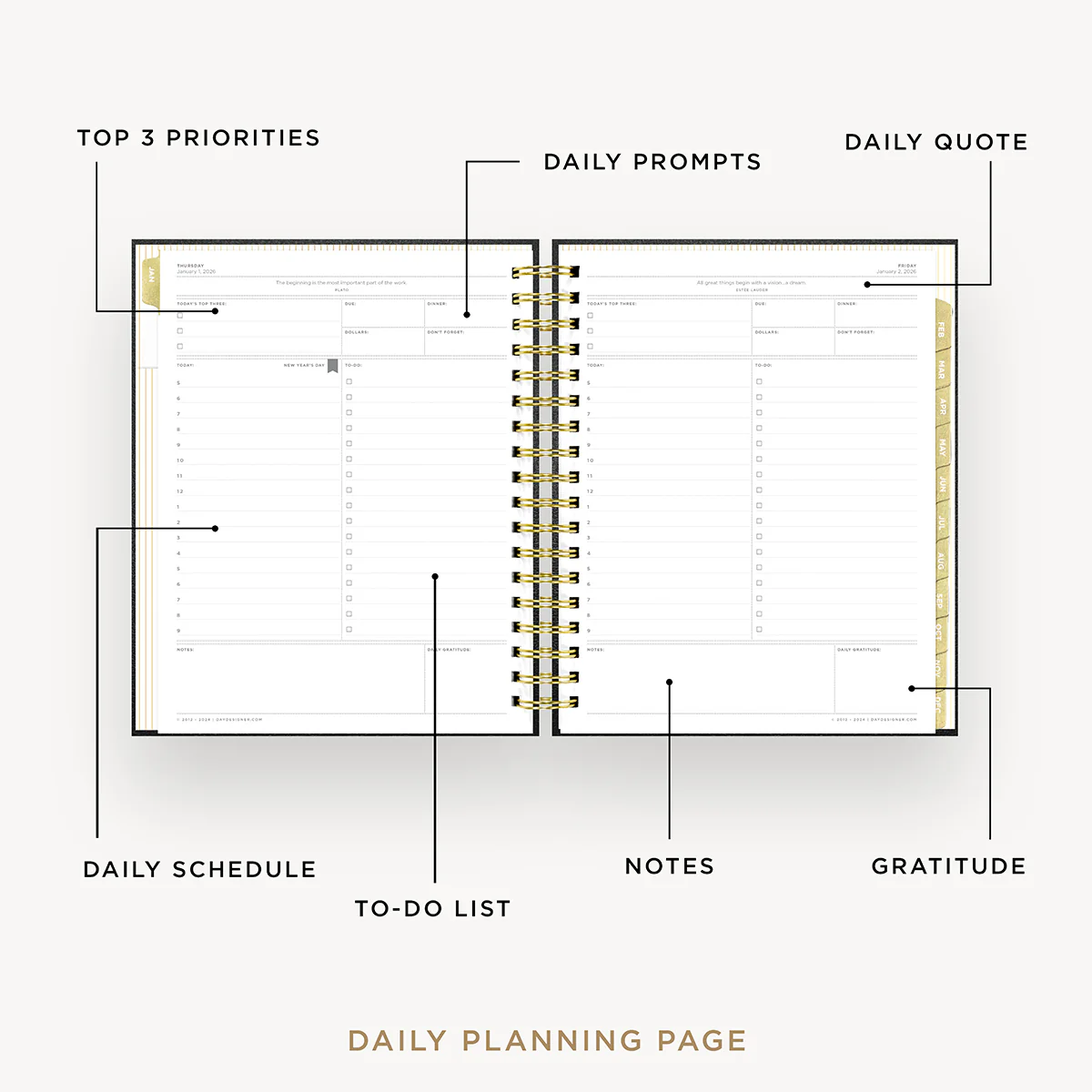 2026 Daily Planner: Classic Black Pebble Texture - Image 3