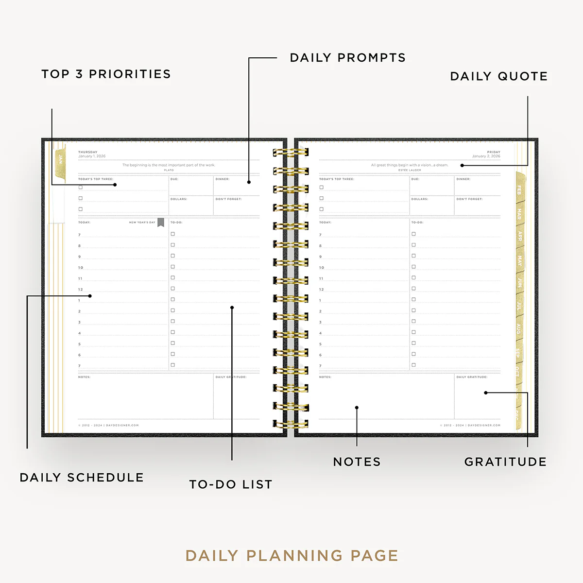 2026 Mini Daily Planner: Classic Black Pebble Texture - Image 3