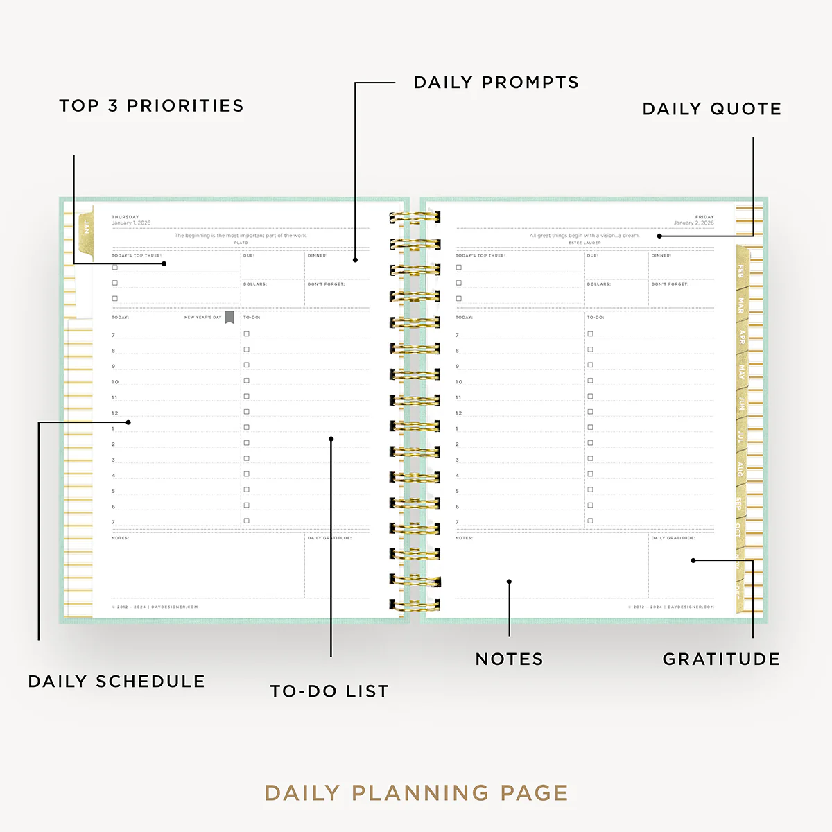 2026 Mini Daily Planner: Sage Bookcloth - Image 3