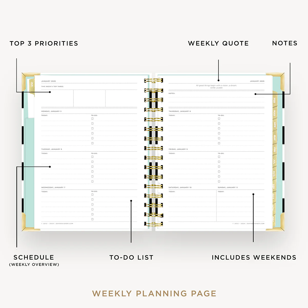 2026 Mini Weekly Planner: Black Stripe - Image 4